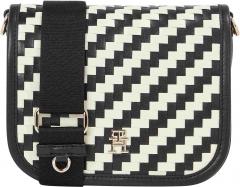 Tommy Hilfiger Überschlagtasche gewebt TH City Crossover Woven schwarz weiß