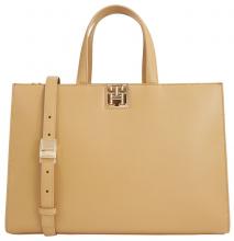 dunkelbeige große Kurzgrifftasche Reset Tommy Hilfiger