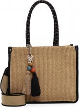 Suri Frey Henkeltasche mit Gurt Kirsty Small Black Kombi Bast PETA