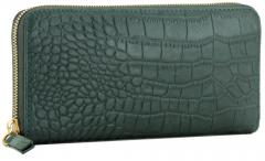 Geldbeutel grün Leder geprägt Les Visionnaires Lily Croco