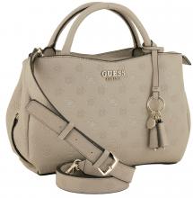 Henkeltasche Guess Phoebe Girlfriend Satchel Simply Taupe Logoprägung