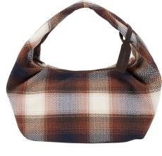 karierte Beuteltasche Stoff Les Visionnaires Greta Chek braun blau