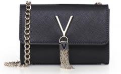 kleine Umhängetasche Metallkette Saffiano Valentino Divina SA Navy 