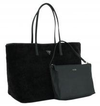 große Henkeltasche schwarz Guess Victtoria Black Tote Bag mit Innentasche