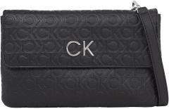 Abendtasche mit Alloverprägung Monogramm Calvin Klein Re-Lock schwarz