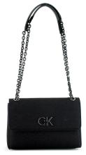 Jacquard Schultertasche Kettenhenkel Calvin Klein Re-Lock schwarz 