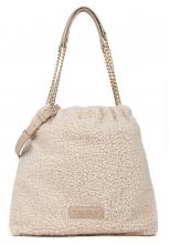 Beuteltasche Kunstfell beige Valentino Qube Kettenhenkel