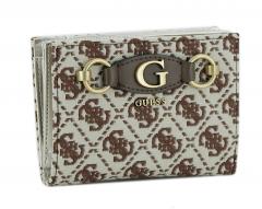 mittelgroßes Portemonnaie Webstoff Logostickerei Guess Izzy beige braun