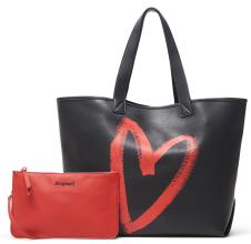 Wendetasche Herz schwarz rot beige Desigual Amasenti Namibia Reversible