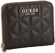 Zipbörse kompakt dunkelbraun Guess Paisleigh Espresso gesteppt