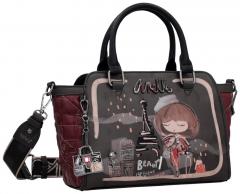 Anekke Mademoiselle Kurzgrifftasche Paris schwarz bordeaux Glitzer 