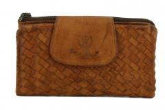 bear bags Geldbörse geflochten Cognac braun diagonal