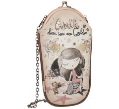 Brillenetui mit Metallkette Anekke Hollywood Glitzer beige