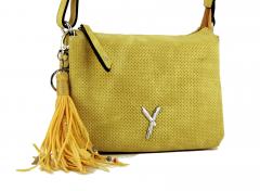 dreigeteilte Abendtasche Suri Frey Romy sonnengelb Fransen