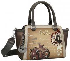 Kurzgrifftasche Anekke Real Manifesto beige metallic Stickerei