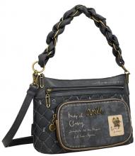 gesteppte Schultertasche Stickerei dunkelblau Anekke Mademoiselle Boutique