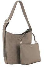 trendige Bucket Bag Guess Cresidia II Dark Taupe Logo