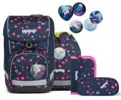 ergobag cubo PhantBärsiewelt Einhörner Punkte dunkelblau pink Schulrucksackset