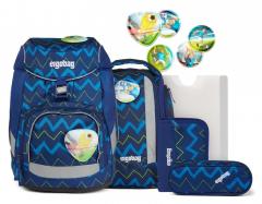 ergobag pack Schulranzenset FallrückziehBär blau zickzack Fußball 6-teilig