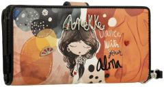große Brieftasche Damen Anekke Alma bunt Glitzer Prägung