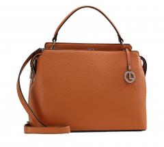 farbenfrohe Henkeltasche Fabienne L.Credi zweigeteilt Terra Orange Braun