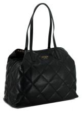 großer Shopper Guess Vikky Black schwarz Steppnähte Leomuster