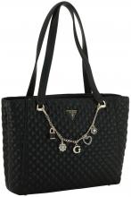 gesteppte Shoppertasche Zierkette Guess Everlee Noel Tote schwarz