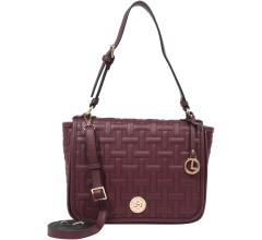 außergewöhnliche Überschlagtasche Drehverschluss L.Credi Jutta Aubergine