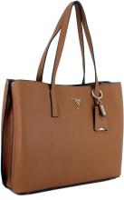 geräumige Damenhandtasche Guess Meridian Cognac braun Anhänger