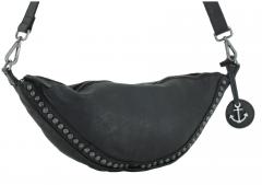 lässige Crossovertasche Nuri Ziernieten Harbour 2nd Dark Ash schwarz