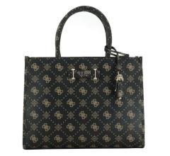 elegante Kurzgrifftasche Satchel Silia Aspresso Logo dunkelbraun