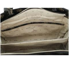 elegante Kurzgrifftasche Satchel Silia Aspresso Logo dunkelbraun