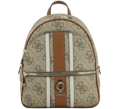 Damenrucksack Guess Erenia Latte Logo Blockstreifen beige 4G Print