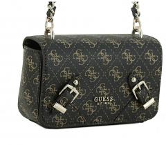 Abendtasche Mini Crossbody Flap Guess Didi Brown Logo Zierschnallen