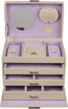 Schmuckkasten Windrose Merino Moda hellbeige Samtfutter