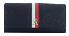 Tommy Hilfiger Überschlagbörse Blockstreifen dunkelblau TH Emblem viele Kartenfächer 