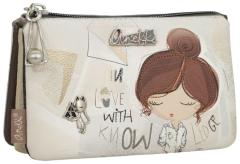 kleine Kosmetiktasche Anekke beige Sophia schimmernd Münzen bunt