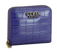 Guess Laurel Violet Krokooptik Zipbörse veilchenblau glänzend