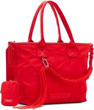 Nylonshopper recycled Ziernähte knallrot Desigual B-Bolis Pravia Kordenanhänger