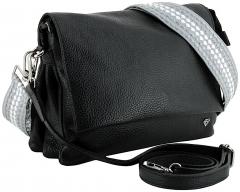 große Damentasche Caleidos Überschlag schwarz Leder