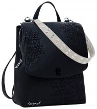 Rucksack Desigual Sierra schwarz Überschlag Stickerei klassisch Negro Sumy Mini