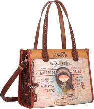 Kurzgrifftasche Braun  Anekke Menire indigen Pins