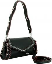 Desigual Überschlagtasche Manhattan Pespuntes schwarz Nähte bordeaux Zarauz