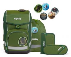 verstellbarer Schulrucksack grün schimmernd SHINY Edition ergobag cubo Wildtiere Schulset