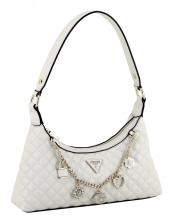 warmweiße Schultertasche Guess Everlee Steppmuster Off White