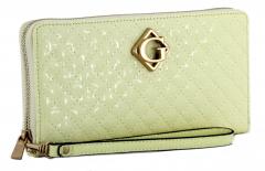 Ziparound Geldbörse hellgelb Guess Nerina Yellow gesteppt Prägung