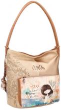 Taschenrucksack Anekke Mediterranean Beige Glanzoptik Print Metallcharme Hobo