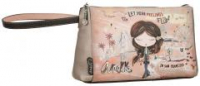 Anekke Kulturtasche Peace & Love Rosa Stickapplikation Blumen