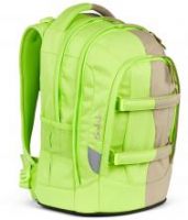 Satch Schulrucksack Pack Double Trouble neongrün beige