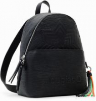 Citybackpack schwarz Struktur Prägung Mombasa Mini Aquiles Desigual